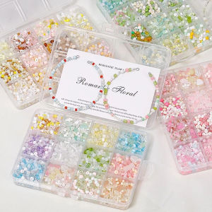 [haoh] 12 24 Grids Super Mixed Color Rice Beads Set Loose Beads Handmade DIY Bracelet Necklace Beaded Material Jewelry Accessories