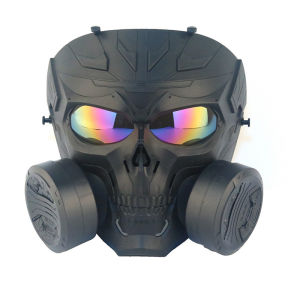 Tactical Biochemical Machinery Dual Fan Respirator Mask Airsoft Anti Fog PC Lens Protective Full Face Mask Outdoor Paintball Shooting Hunting Equipment