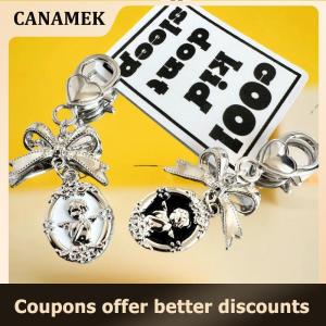 【 CANAMEK 】 Retro Angel Keychain Girls For Women Girl Cute Bowknot Keyring Car Key Chain Holder Trinket Bag Charms Pendant Jewelry Gift
