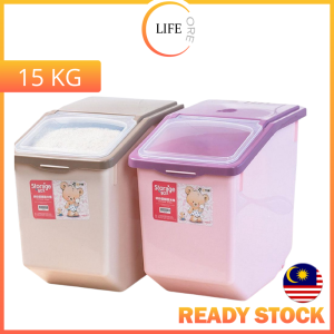 ☀️Life Core☀️ 5kg 10kg 15kg Rice Storage Box With Wheels Rice storage Pet Food Storage Bekas penyimpan beras nasi roda Bekas Penyimpanan Makanan Haiwan Peliharaan