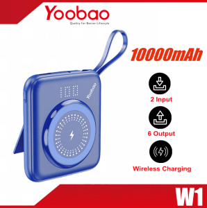 YOOBAO W1 10000mAh PD20W SCP22.5W Built-in Cable Multi-function Wireless Power Bank with LED Digital Display