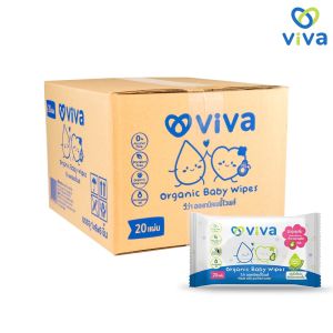 ViVa x Happy Sunday วีว่า Organic Baby Wipes 20 แผ่น ยกลัง 1X36 ทิชชู่เปียก ผ้าเปียก สูตรออแกนิค