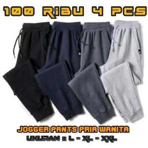 Paket 4pcs Beda Warna Celana Jogger Panjang Pria Wanita / Celana Training Jogging Uniseks Olahraga Running
