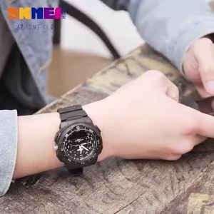 Best Sellers[Malaysia Stock]SKMEI Jam Tangan Lelaki Original Top luxury Mens Dual Display LED Digital PU Luxury Strap Date Clock Watch