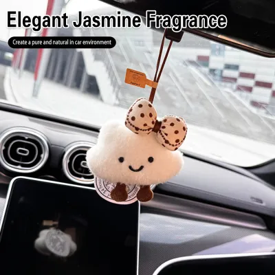 Perfume Diptyque Style Car Cloud Pendant seat belt shoulder pads cute cartoon Car Rearview Mirror Diffuser Keychain