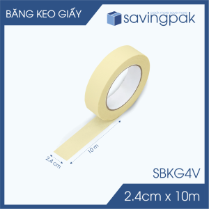 SBKG4V - Block 6 cuộn băng keo giấy khổ 2.4cm x 10m - Băng dính giấy viết được chặn màu sơn