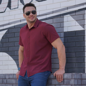 【L-10XL】175KG Can Wear Large Fat Oversize Big Plus Size Mens Solid Color Short Sleeve Shirt Summer Thin Business Casual Loose Elastic Pure Color Professional Shirts