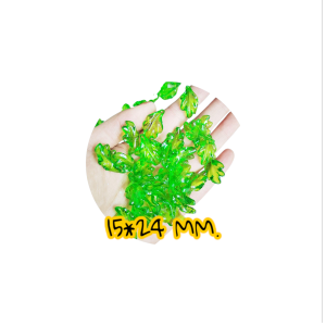 ลูกปัดใบไม้อะคริลิก สีเขียวใส