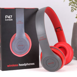 P47 Sporty Bluetooth 5.0 On-Ear Headphones with Noise Reduction Volume Control and Adjustable Strap