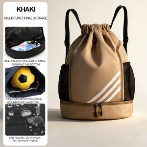 [Original 24 hours delivery] Gym Bag Drawstring Backpack Outdoor Waterproof Gym Backpack Sports Training Swimming Cycling Bag Fiber String Backpack for Kids Men Women With Shoe Compartment