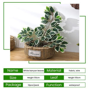 12pcs Simulated Branches Mango Leaves Decorative Plants Indoor Big Trees Landscaping Landscaping Greening Plastic Leaves