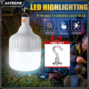 【Free Gifts】LED Rechargeable Bulb Night Market Stall Outdoor Camping Artifact Household Power Outage Super Bright Rain Proof Lamp Aatroxw