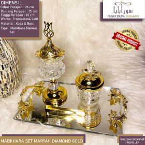 Mabkhara Set Kristal Cermin/Tempat Dupa/Bukhour/Bakhoor/Menyan/Buhur/Perapen/Model Arab/Premium