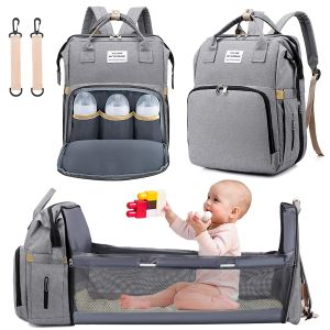 Diaper Bag Backpack with Changing StationTravel Bassinet Foldable Baby Bed with Insulated Pocket Baby Bag Portable Crib Large Capacity Waterproof
