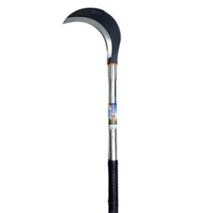 MOSIKEN 60/90CM Manganese Steel Sickle Steel Handle Sickle Lawn Mower Sickle Agricultural Tools