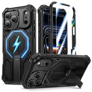 Magnetic Case for iPhone 17 Pro 16 15 Pro Max 14 Phone Protective Cover Invisible Stand Military Grade Heavy Duty Shockproof