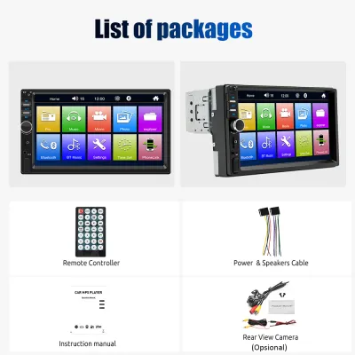 ESSGOO 7018B 1Din Head Unit 7 Inch Car Find MirrorLink dengan IPS Screen Bluetooth AUX-Input TF USB
