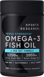 Sports Research Omega-3 Fish Oil Triple Strength – Dầu Cá Đậm Đặc Hỗ Trợ Tim Mạch Não Bộ & Khớp