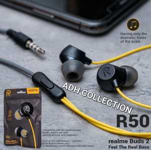 HEADSET REALME R50 BUDS 2 PLUS STEREO BASS / EARPHONE HANDSFREE SUPER BASS COCOK UNTUK SEMUA JENIS HANDPHONE.
