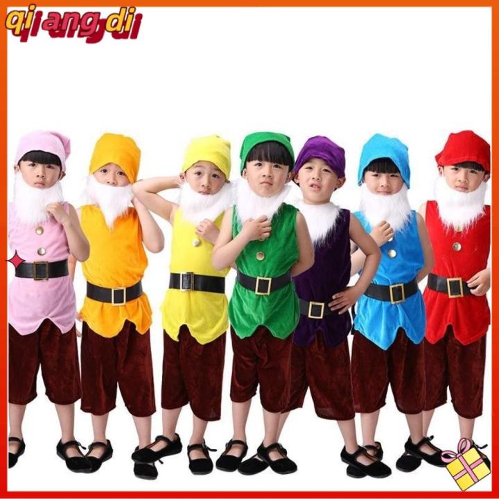 QIANGDI Fairy Tale Seven Dwarfs Costume Dress Up Role Play Dwarf ...