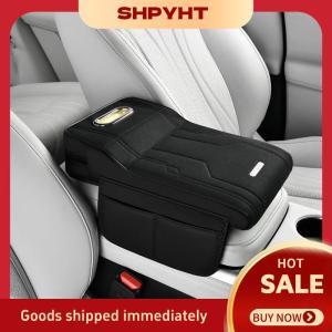 SHPYHT✨ Universal Car Armrest Pad Height-Increasing Insoles Shearling Tissue Storage Box With Side Card Holder Storage Pouch