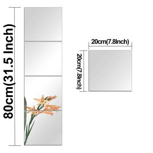 HD mirror wall full body dress mirror square household self-adhesive wall mirror can be bent acrylic splicing single or 6 pieces/set (20X20cm 20X30cm) living room bedroom bathroom personality fashion DIY decoration