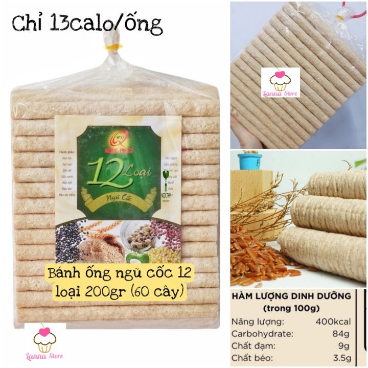 Bánh ống Gạo Lứt / Bánh ống Ngũ cốc 12 loại hạt đậu thực dưỡng ăn kiêng ...