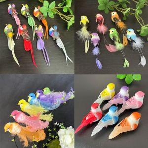 WAPKTY Colorful Simulation Birds Photography Props with Clip Decorative Fake Bird Home Decor Artificial Foam Feathers Birds For Wedding Festival Home