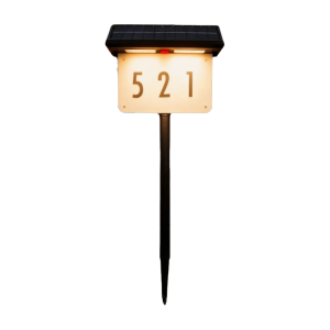 POMELOBT 3-Color Ambience Lamp Solar Address Sign Light Multifunctional Waterproof Solar Powered House Number Light Number Stickers Stake Mounted Multifunctional Solar House Number Lamp Outdoor