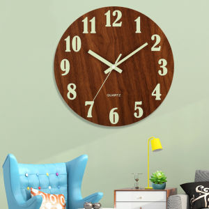 Jam Dinding Kayu Jam Gantung Nombor Bercahaya Jam Dinding Bercahaya Gelap Tenang Hiasan Jam Tangan Moden Untuk Rumah Pejabat Ruang Tamu