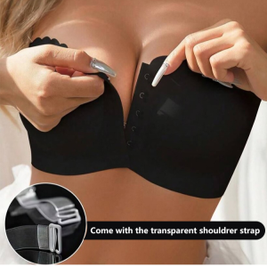 เสื้อชั้นในแบบเกาะอก บราแบบมีหัวเข็มขัดด้านหน้า ดันทรง ป้องกันการลื่นไหล กระชับหน้าอกเล็กให้ดูใหญ่ เสื้อชั้นในแบบไร้รอยตะเข็บ ไซส์ใหญ่พิเศษ