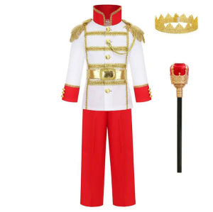 [YiNiu]Kids Charming Prince Costumes Halloween Christmas Cosplay Carnival Baby Boys Clothing Birthday Party Fancy Dress Up King Cloak