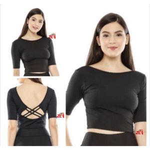 Crop Senam Wanita Aerobik Crop Belakang Variasi Silang Bawah