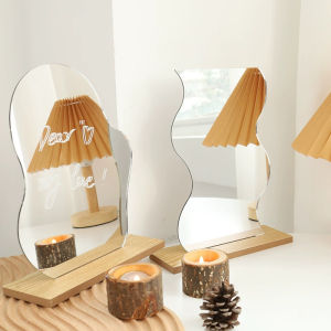 Gương trang điểm decor gương acrylic có đế gỗ đồ trang trí ảnh với nhiều hình dáng mới lạ Miu_Phụ kiện chụp ảnh