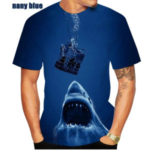 [Local Stock] VCC Horrible Shark T Shirt For Men Ocean Animal 3D Printed T-Shirts Summer Casual Fashion O-Neck Tops Short Sleeve Street Tees