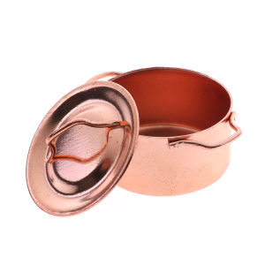 YAFEN 1/12 Dollhouse Miniature Kitchen Copper Pot with Lid