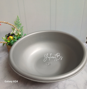Baskom Plastik Abu Abu Serbaguna Tebal Kencana Metalik Silver Diameter Atas 24 Cm Baskom Besek Serbaguna