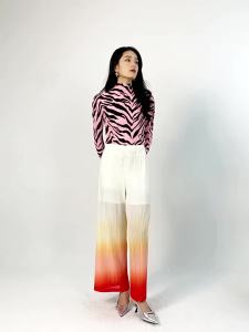 875 One Size (45-75kg) Sanzhai T-Shirt Women's Zebra Print Long Sleeve Peplum Top Bottoming Shirt Spring