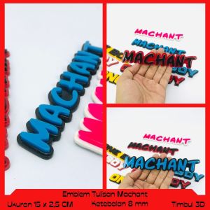 EMBLEM VARIASI MOTOR ATAU MOBIL TULISAN MACHANT HURUF TIMBUL 3D BAHAN RESIN