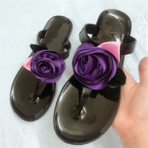 CXL Women Beautiful Flip Flop Bohemian Style Fashion Sandals Rose Flowers Jelly Flat Slippers (Size 36-41)