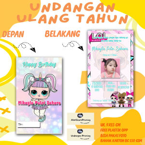 Undangan Ulang Tahun Anak LOL Custom Karakter  Free Foto Design dan Plastik
