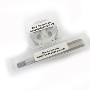 2PCS HSS Withworth screw Right hand tap and die set BSW 5/16 3/8 7/16 1/2 thread dies taps sets W 5/16-18 3/8-16 7/16-14 1/2-12