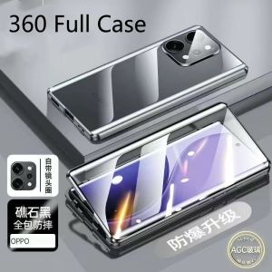 360 Full Case For Oppo Reno 14 Pro 5G Reno14 14Pro Double Sided Adsorption Metal Tempering Glass Phone Cover