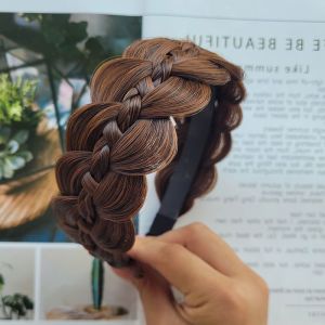 SEA JJT New Fishbone Braid Hairband Wig for Women Handmade Realistic Human Hair Look High Crown Design Fashionable Braided Headband Accessory