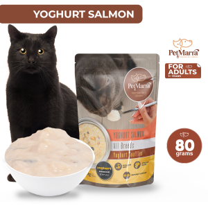 PetMarra Salmon Yoghurt Souffles Adult Cat Wet Food Pouch 80g high quality cats pet foods pets yogurt all breeds