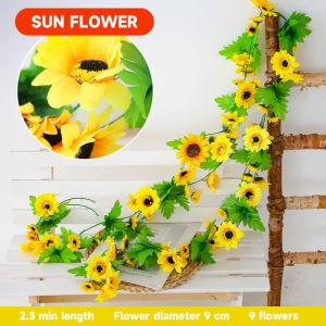Flower vine 45 Heads Artificial Flower Rattan Artificial rattan 2.3M Fake Silk Rose Flower Vine Ivy Flower Artificial Flower Holiday Wedding Home Decoration Garden Floral Wreath Rattan
