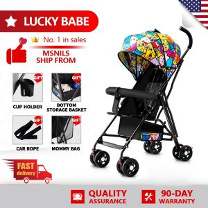 LUCKYBABE Baby Stroller Lightweight and Foldable Childrens Stroller High Carbon Steel Double Reinforcement Travel Stroller for Infants
