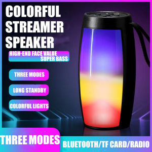 RGB Colorful Lights Wireless Bluetooth Speaker Portable Speaker Mini Bass Stereo Surround TF Card 1200mAh Luminous Music Player with Lanyard