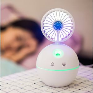 MÁY XÔNG TINH DẦU PHUN SƯƠNG ĐÈN LED TẠO ẨM KÈM QUẠT MINI TIỆN DỤNG Quạt Phun Sương Làm Mát Và Tạo Ẩm Để Bàn