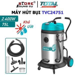 2400W Máy hút bụi công nghiệp 75L TOTAL TVC24751 máy hút bụi khô và ướt bình chứa 75L áp lục hút 16-17KPa